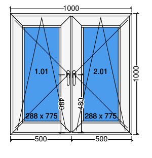 Doppelter Flügel Kipp-Dreh-Fenster