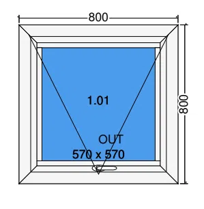 Top hung window (outside opening)