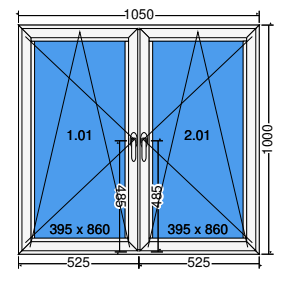 Doppelter Flügel Kipp-Dreh-Fenster