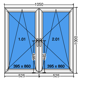 Doppelter Flügel Kipp-Dreh-Fenster