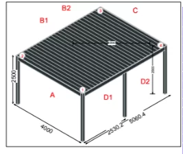 Free-standing pergola with additional posts