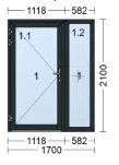 Fireproof door Glass with one side panel EI 30