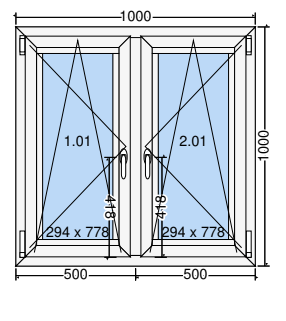 Doppelter Flügel Kipp-Dreh-Fenster