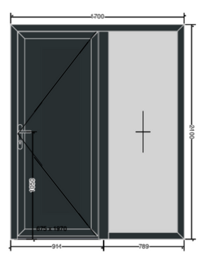 Full panel door with one side panel 