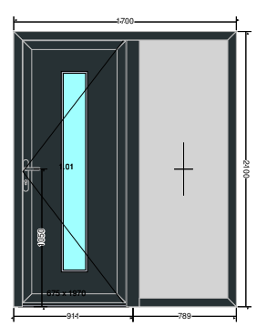 Glass panel door with one side panel
