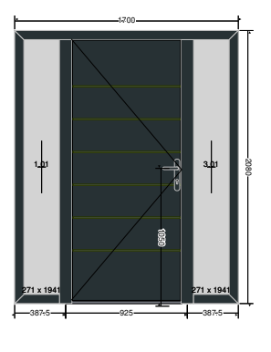 Door with two side panels