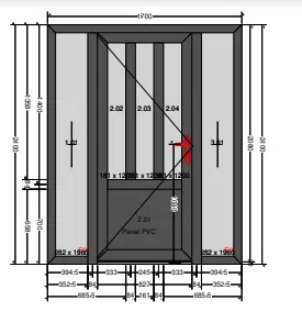 Glass panel door with two side panels