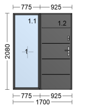 Premium Termo Full panel door with one side panel