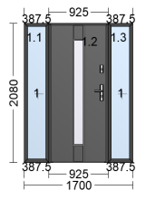 Premium Termo Glass panel door with two side panels