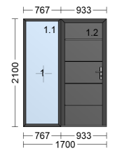 Prestige Lux Full panel door with one side panel 
