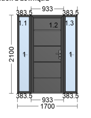 Prestige Lux Full panel door with two side panels