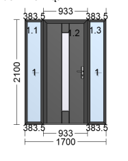 Prestige Lux Glass panel door with two side panels