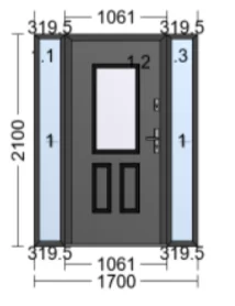 Optimum Termo Glass panel door with two side panels