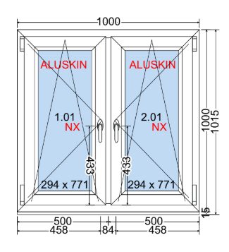 Doppelter Flügel Kipp-Dreh-Fenster