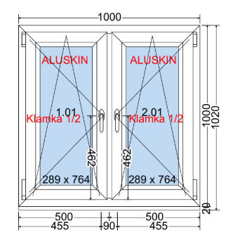 Doppelter Flügel Kipp-Dreh-Fenster