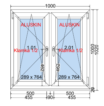 Doppelter Flügel Kipp-Dreh-Fenster